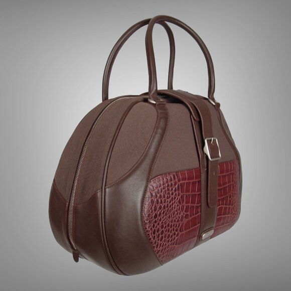 Samsonite Black Label Brown McQueen Women's Boarding Bag Leather Canvas - Picture 8 of 11